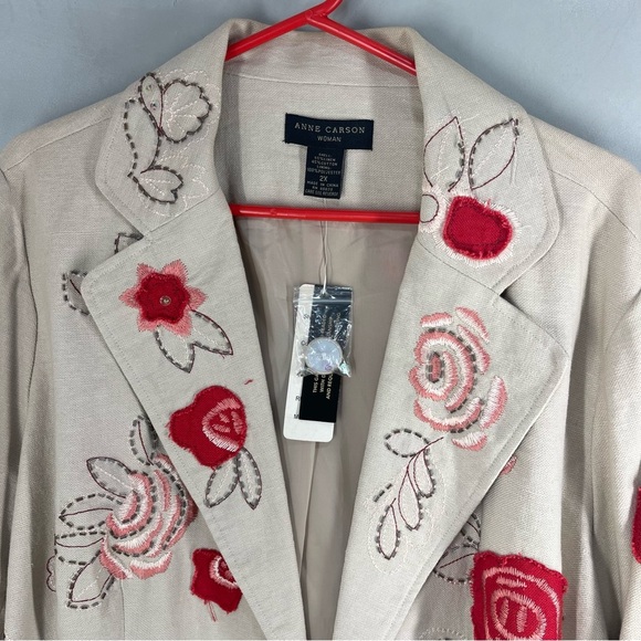 New ANNE CARSON Floral Embroidered Women's Blazer Size 2X - Picture 3 of 10